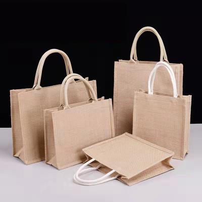 China 2022 Eco-friendly luxury hemp fashion food vegetage burlap tote beach shopping bag with logos for sale