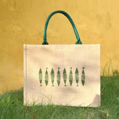 China 2022 Nature Cheap Tote Shopping Grocery Hessian Jute Custom Reusable Market Bag Eco-friendly for sale