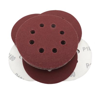 China Factory Supply 5 Inch 8 Holes Aluminum Oxide Surface Polishing Abrasive Tools Sanding Discs For Polish for sale