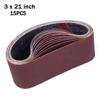 China Wood and Metal Polishing Sanding Belt 3x21 Inch 75 x 533 Mm, 80/120/150/240/400 Grit Sander Belts Set 3 for Belt Sander 15 Pieces for sale