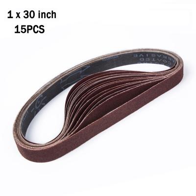 China 1x30 Inch 25 x 762 Millimeter Polishing Sanding Belt, 80/120/150/240/400 Grit Sander Belts Set 3 for Belt Sander 15 Pieces for sale