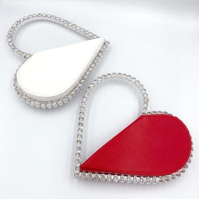 China PU Rhinestone Purse Fashion Luxury Heart-shaped Diamond Dinner Bag Diamond-Studded Evening Clutch Bag for sale