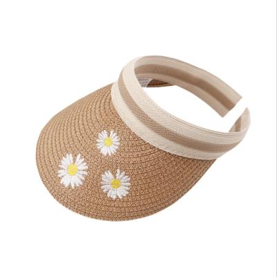 China Picture baby children sunscreen straw hat boys and girls daisy straw hat kids summer empty top hat for sale