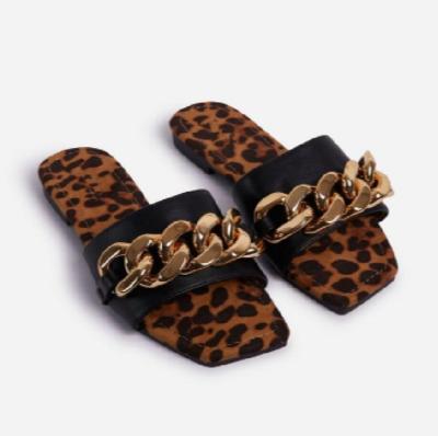 China Fashion Trend Fashion Leopard Print Slippers Summer Chain Slippers For Women for sale