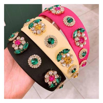 China Letter F Vintage Fashion Designed Headbands Party Women Handmade Hairband Pineapple Rhinestone Headband for sale