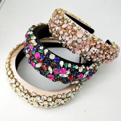 China Sponge Letter F Full Drill Edge Rhinestone Wide Headband Baroque Hairband Headband for sale