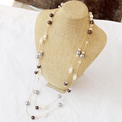 China Fashion temperament simple sweater necklace long pearl decorative necklace wholesale CLASSIC all-match for sale