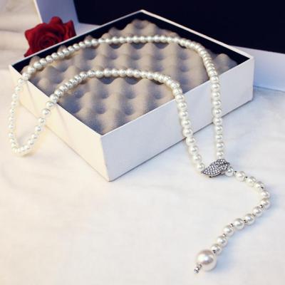 China New fashion pearl necklace temperament necklace long pearl fashionable sweater necklace for sale