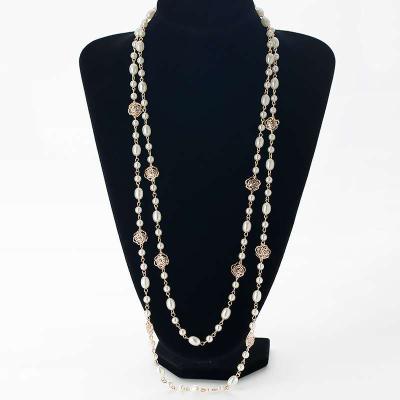 China PEARL Long Crystal Sweater Necklace Women's Pearl Necklace Fashion Necklace for sale