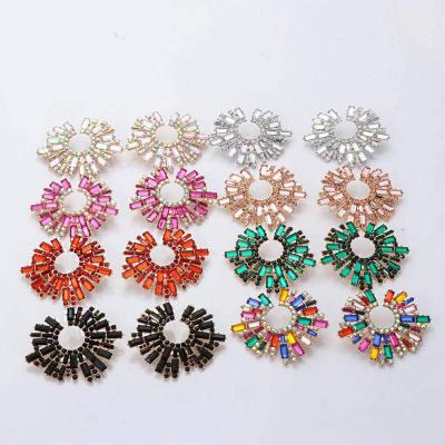 China Geometric Irregular Semicircular Personality Simple Full Diamond Fashion BOHEMIA Trendy C-shaped Earrings for sale