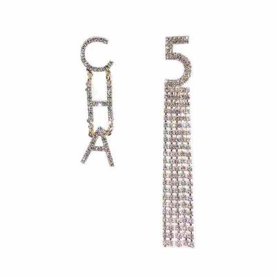 China Fashion CLASSIC Jewelry Brand Large Rhinestone Tassel Earring Number 5 Earring for sale