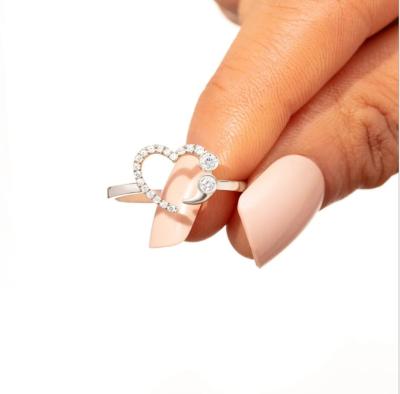 China Cute Heart Shaped Diamond Ring For Gift Fashion Rhinestone Pink Ring for sale