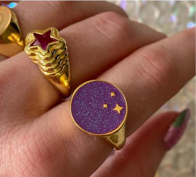 China Cute Ring Fashion Cute Zircon Ring Creative Design Multicolor Star Shape Ring for sale