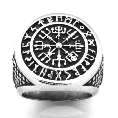 China Long Color Keeping Punk Special Cool Men Ring 316 Stainless Steel Viking Symbol Ring for sale