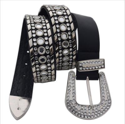 China New Style Diamond Belt Fashion Design Cowboy Belt Fashionable Rhinestone Bling Cowgirl Decorative Belt for sale