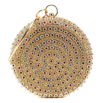 China ENGLAND STYLE round rhinestone handbag fashion lady bag colorful rhinestone handbags bling evening clutch for sale