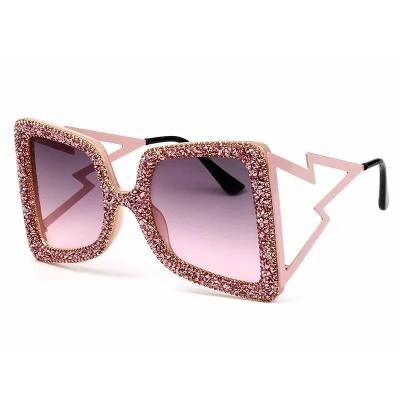 China Fashion sunglasses shape diamond half frame sunglasses crystal luxury bling diamond rimless sunglasses for sale