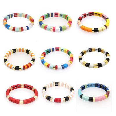 China All-match BOHEMIA Enamel Bead Fashion Zinc Alloy Rainbow Style Bohemian Bangle Bracelet for sale