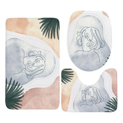 China Rectangular Floor Mat Customizable Pattern Bathroom Toilet Mats White Sublimation Washable Non-Slip Flannel for sale