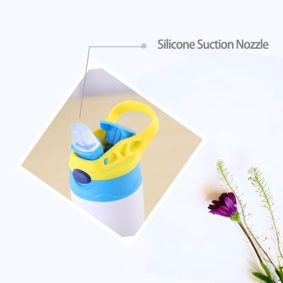 China Wholesale PORTABLE 12OZ Thermos Bottle Sublimation Kids Sippy Water Cup With Straw 6-12 Hours for sale