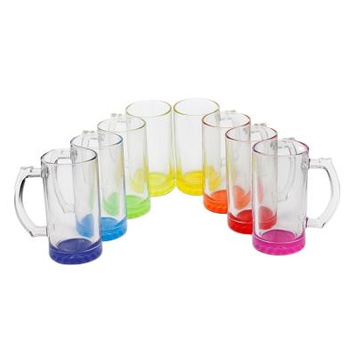 China Transparent 16OZ Sublimation Glass Beer Mugs Sustainable With Color Bottom 24 Pcs for sale