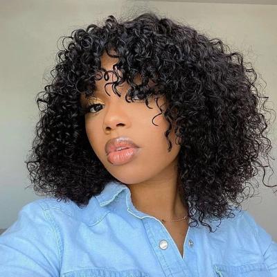 China Jerry Curl Bq Double Drawn Hair Wig Brazilian Machine Made Jerry Curly Short Bob Women Wigs for sale