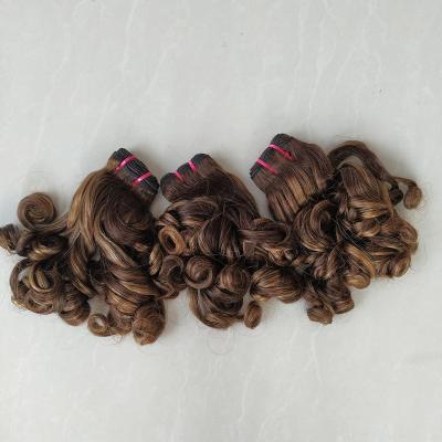 China Dark Brown Simple Drawn Wave Backing Lace Closure Bundles Human Hair Extensions for sale