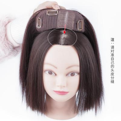 China Black and Dark Brown Gray Hair Extension Hair Longfor Cover Topper Hair for sale