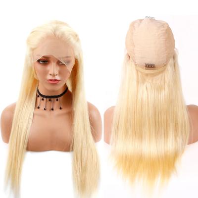 China Popular Bq Quality Natural Straight Human Hair Wigs 13*4 Top Full Lace Wigs 613 Blonde Hair Wigs For Woman for sale