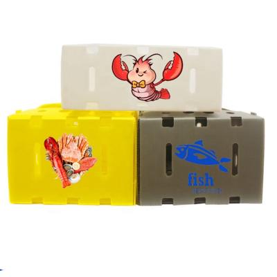 China Recyclable PP Corrugated Shipping Frozen Seafood Shrimp Storage Fish Packing Box for sale