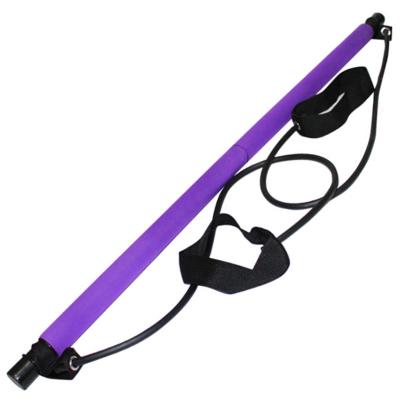 China Adjustable Home Fitness Yoga Home Exercise Pilates Stick Bar With Resistance Band With Pull Rope for sale