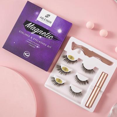 China Wholesale Meiya Hand Made Natural Eyelashes Mink Hair Lashes False Magnetic 3D Lashes with 3 Magnets False Eyelashes for sale