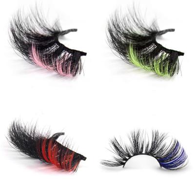 China 25mm thick faux mink color colored eyelashes seller luxury lashbox packaging lashes with color for sale