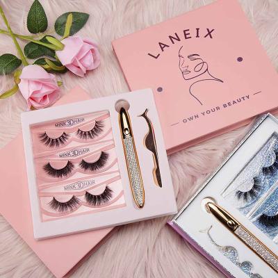 China Custom Unique Purple Lashboxes False Eyelash Tweezers Luxury Tool Kit Thick 3d Natural Mink Eyelashes And Packaging for sale