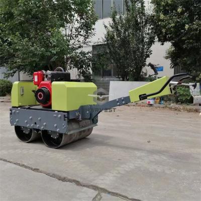 China 600 kg de marcha hidráulica detrás de tambor doble mini rodillo vibratorio en venta