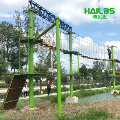 China Wooden Parts Steel and Wood Treetop Rope Forest Adventure Course Equipment for sale