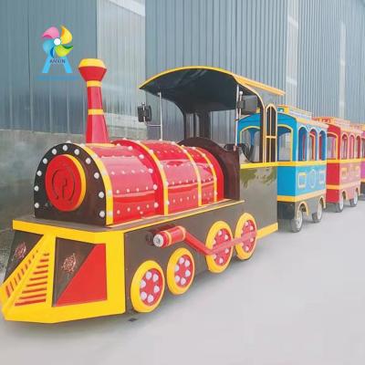 China Amusement park hot sale playground children's fiberglass+steel AX-TT16-04 electric train for sale for sale