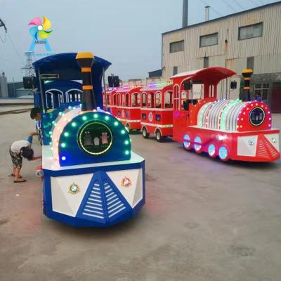 China Amusement park hot sale playground children's fiberglass+steel AX-TT16-06 electric train for sale for sale