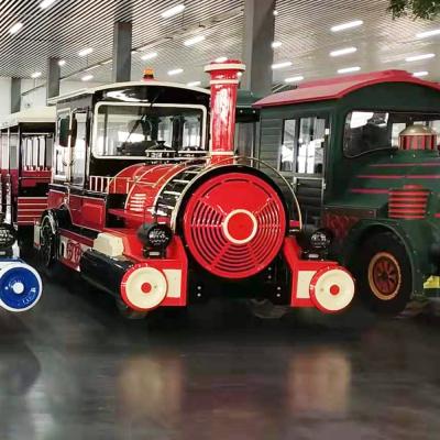 China Amusement park hot sale playground children's fiberglass+steel AX-TT16-07 electric train for sale for sale