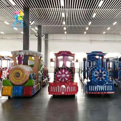 China Fiberglass+electric train playground sale AX-TT16-09 kids steel hot amusement park trackless train for sale for sale