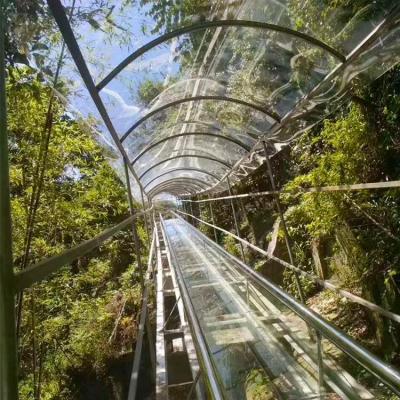 China Safe Funny Glass Skyslides Epic Glass Water Slide For Amusement Park for sale