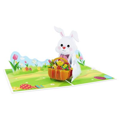 China Lovely Greeting Card Rabbit Birthday Card For Gift Handmade 3d Pop Up Card Wholesale Greeting Cards for sale