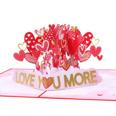 China Auto Original Design Love You More 3D Gift Love Greeting Card Mother's Day Valentine's Day Wedding Invitation Cards for sale