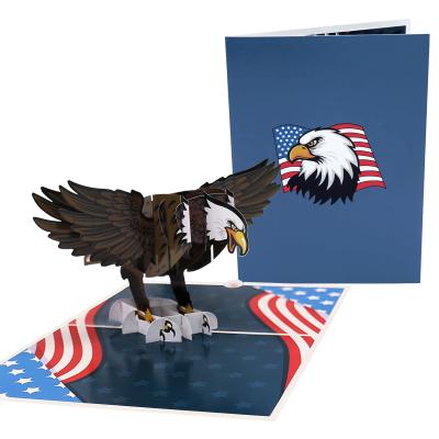 China American Bald Sea USA 4th USA Eagle Independence Day Party House Pop Up Card July with Message Card for Dad 3d Greeting Cards for sale