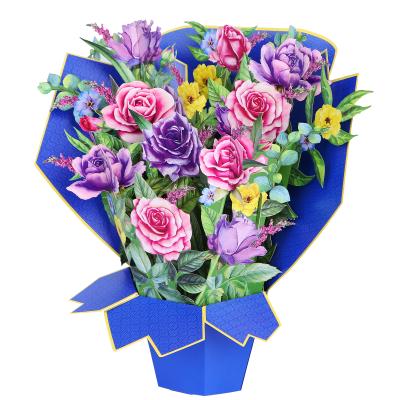 China Sweet Decor Flower Mixed Bouquet Gift With Message Card Bday Gift Greeting Card for sale