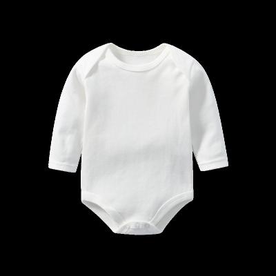 China Breathble Comfy Wholesale Plain Combed Romper White Newborn Baby Spring Rompers Cotton Long Sleeve Warm Rompers for sale