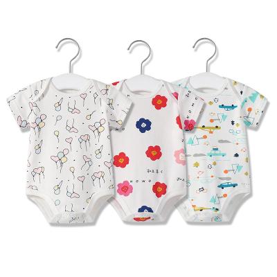 China Breathble Comfy Hot Selling Cotton Short Sleeve Unisex Random Printing Baby Rompers for sale