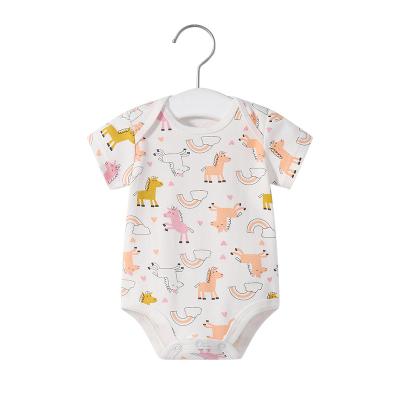 China Breathble Comfy Wholesale Mixed Printing Neutral Baby Knitted Jumpsuit Clothes Newborn Short Sleeve Bodysuits Rompers for sale