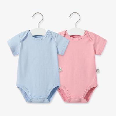 China Premium Baby Sleepwear and Rompers Girls Boys Rompers Button Front Rib Baby Romper Newborn Baby Short Sleeve High Quality Unisex Baby Short Rompers for sale