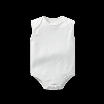 China Comfotable Summer Cotton Muslin Organic Baby Clothes Solid Sleeveless Romper Baby Jumpsuit for sale